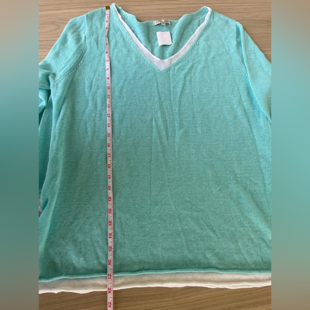 Avalin Women's Aqua V-Neck Sweater - Picture 5 of 8